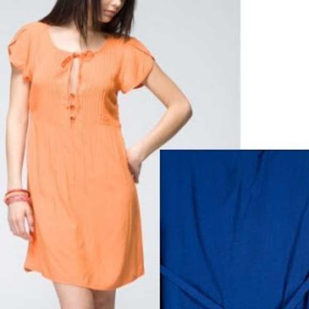 ANTHROPOLOGIE TULLE PIN TUCK DRESS TUNIC ROYAL HTF